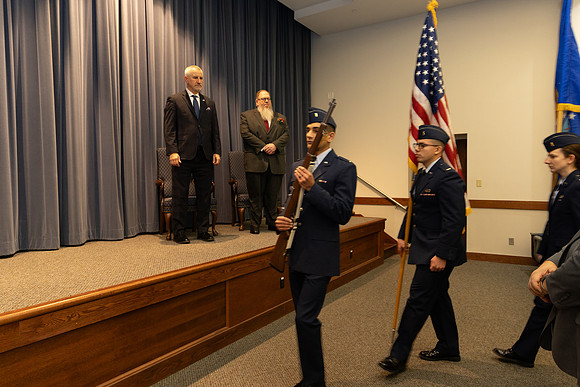 Color Guard arrives.